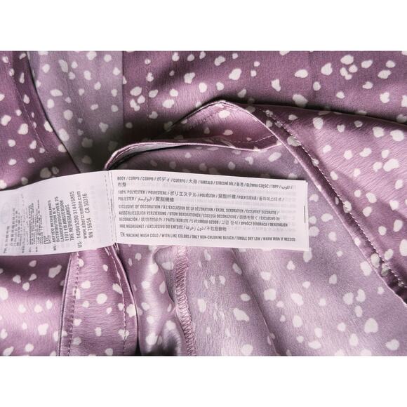 Abercrombie & Fitch Satin Slit Midi Skirt Lavender Polka Dot Small Coquette Fall - Picture 7 of 7